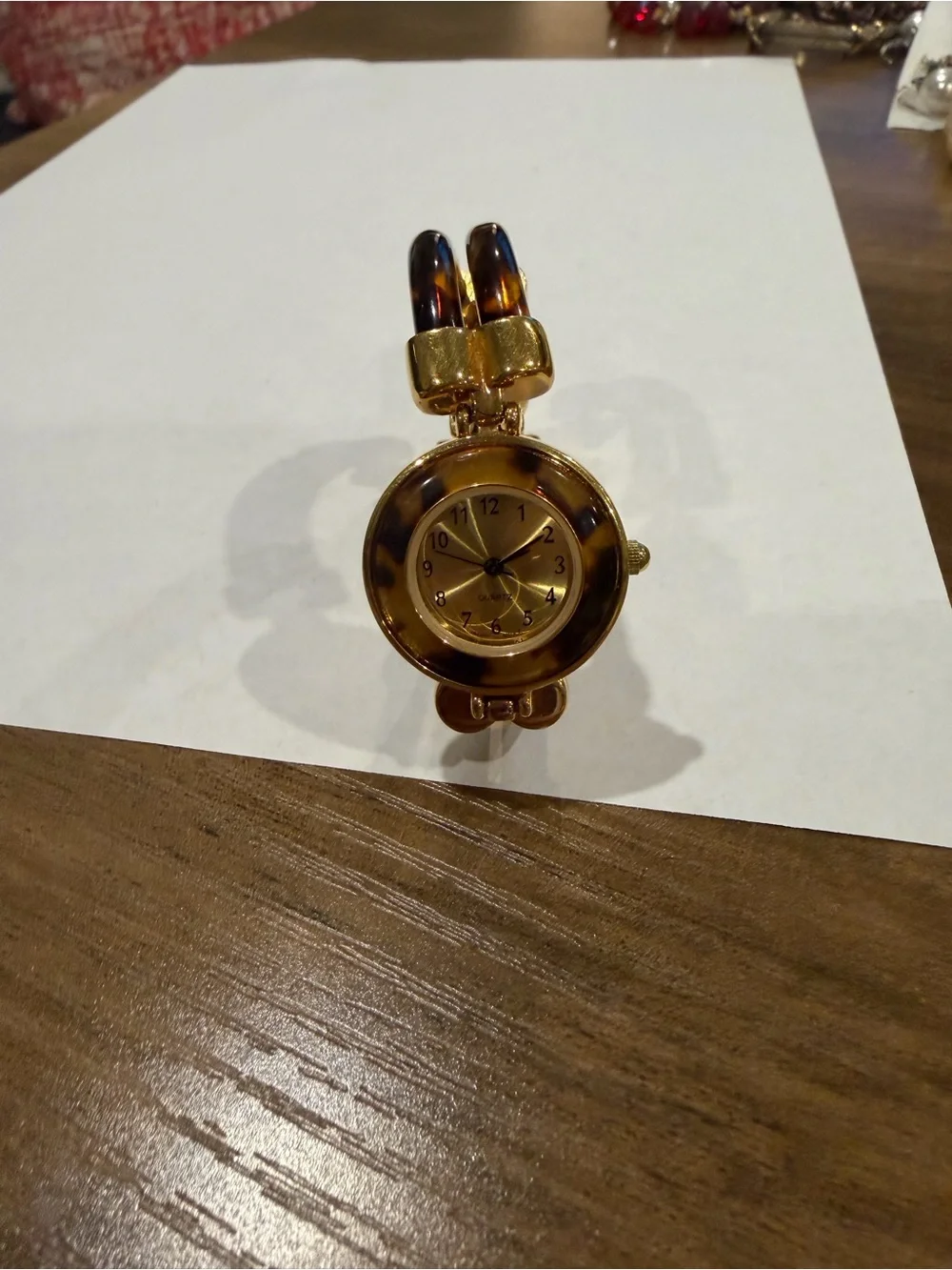 Gold-Tone Tortoiseshell Bangle Watch